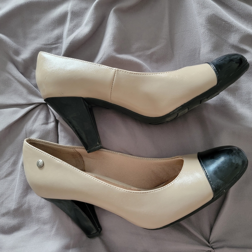 Elegant Black and Cream Women's Heels